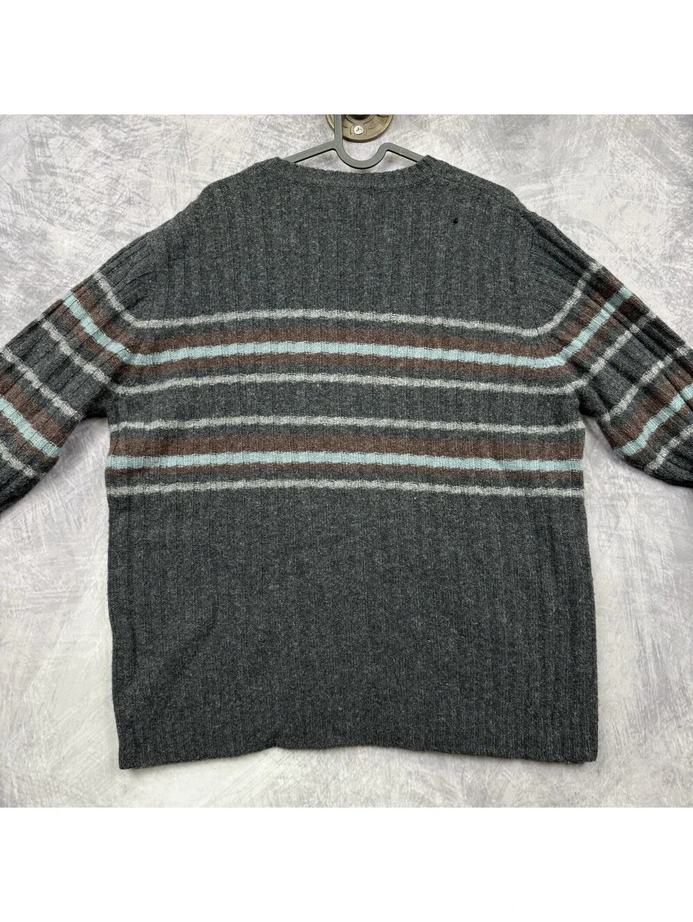 Vintage Banana Republic Sweater Men's M Lambs Wool  Grandpacore Ribbed Stripe